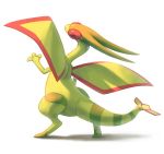  commentary commission creature english_commentary flygon full_body gen_3_pokemon green_wings looking_at_viewer looking_back no_humans pokemon pokemon_(creature) red_eyes serious simple_background solo standing twarda8 white_background wings 