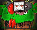 2015 bedroom_eyes big_claws changelingcaptaindrelshik claws destruction flora_fauna flowey_the_flower half-closed_eyes looking_at_viewer male not_furry photoshop_flowey plant pose red_claws red_sclera seductive smile solo undertale video_games 