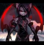  ann-jey belt canine clothed clothing demon edgy gloves goth hair long_hair looking_at_viewer male mammal ponytail red_eyes skimpy spikes wolf 