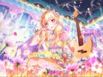  bang_dream! blonde_hair blush dress guitar long_hair shirasagi_chisato smile twintails violet_eyes 