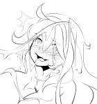  1girl 1guy bed breasts cum facial hex_maniac_(pokemon) huge_breasts licking long_hair maydrawfag monochrome npc_trainer on_bed open_mouth pokemon 