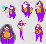  2017 belly big_belly big_breasts big_butt breasts butt cleavage clothed clothing clown digital_media_(artwork) dongwongtang drooling english_text eyes_closed female food footwear fruit gloves group hair harlequin hat human humanoid j_(dongwongtang) jack-o&#039;-lantern jester larger_female larger_male legwear male mammal noisy_stomach not_furry open_mouth plant pumpkin pumpkin_spice_(dongwongtang) saliva shape_shifter sharp_teeth simple_background size_difference smaller_female smaller_male smile standing stockings teeth text thick_thighs white_skin wide_hips 