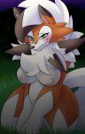  anthro blush breasts dusk_lycanroc female kneeling nintendo pok&eacute;mon pok&eacute;mon_(species) solo video_games yoshimister 