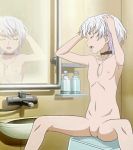  androgynous bathroom no_genitals nude white_hair 