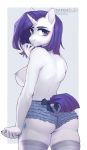  2018 absurd_res anthro breasts butt clothing cutie_mark digital_media_(artwork) equine female friendship_is_magic hair hi_res horn legwear littlesheep looking_at_viewer mammal my_little_pony rarity_(mlp) solo unicorn 