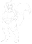  anthro big_breasts breasts camel_toe canine clothed clothing cuddlesong female looking_at_viewer mammal nipple_bulge open_mouth slightly_chubby smile solo standing underwear 