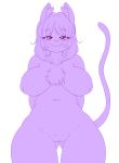  anthro blush breasts chest_tuft cuddlesong feline female looking_at_viewer mammal navel navel_piercing piercing pussy smile solo standing thigh_gap tuft 