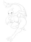  anthro big_breasts breasts charmeleon cuddlesong female greyscale looking_at_viewer monochrome nintendo nipples nude pok&eacute;mon pok&eacute;mon_(species) pussy smile solo standing thick_thighs video_games 