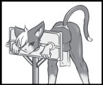  ambiguous_gender animated bdsm black_and_white bondage bound cat clothing feline lock loincloth mammal monochrome simple_background solo stocks white_background zinnick 