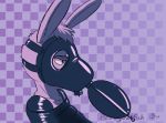  2017 animated anthro asphyxiation bdsm bondage bound breath_play digital_drawing_(artwork) digital_media_(artwork) duct_tape fur lagomorph long_ears male mammal mask peskybatfish purple_background rabbit rebreather rubber shiny simple_background solo tape text 