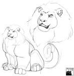  ear_piercing feline feral lion looking_at_viewer male mammal open_mouth piercing sketch slightly_chubby smile thick_legs xatan xatanlion 