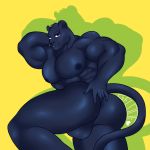  balls big_butt big_muscles black_panther butt feline grumpyfloof invalid_tag male mammal muscular muscular_male nipples panther presenting presenting_hindquarters smile 