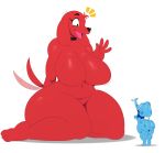  2018 3_toes 4_fingers anthro belly big_breasts big_butt biped black_nose blue&#039;s_clues blue_(blue&#039;s_clues) bottomless breasts butt canine clifford clifford_the_big_red_dog clothed clothing collar crossgender crossover deep_navel digital_media_(artwork) dog duo featureless_breasts female hi_res huge_breasts huge_butt huge_hips kneeling larger_female mammal navel open_mouth open_smile simple_background size_difference slightly_chubby smaller_female smile sssonic2 standing tailwag thick_thighs toes voluptuous waving white_background wide_hips 