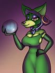  2018 anthro big_breasts breasts canine cartoon_network chihuahua cleavage clothed clothing courage_the_cowardly_dog dog dress ear_piercing female half-closed_eyes looking_at_viewer mammal piercing shirley_the_medium solo thingshappen 