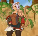  animal_humanoid armor axe clothing feline female final_fantasy final_fantasy_xi humanoid leather leather_armor legwear mammal melee_weapon mithra quench shield solo square_enix thigh_highs video_games weapon 