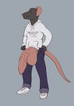 2018 anthro big_penis bulge clothed clothing flaccid flat_colors foreskin fully_clothed gnash_(character) grin hoodie huge_penis humanoid_penis hyper hyper_penis looking_at_viewer male mammal penis pulsar rat rodent smile 