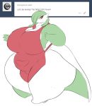  apron big_breasts big_butt breasts butt cleavage clothed clothing digital_media_(artwork) female gardevoir green_hair hair huge_breasts humanoid invalid_tag mature_female nintendo not_furry overweight pok&eacute;mon pok&eacute;mon_(species) rakashama simple_background thick_thighs video_games voluptuous white_background 