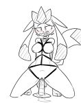  anthro bdsm blush breasts collar dildo eeveelution eyelashes female glaceon nintendo nipples open_mouth pencil-arts pok&eacute;mon pok&eacute;mon_(species) pussy_juice sex_toy simple_background sketch solo tongue video_games white_background 