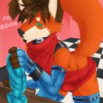  2017 anthro armwear black_nose brown_fur brown_hair canine clothed clothing collar digital_drawing_(artwork) digital_media_(artwork) dildo dipstick_tail fox fur girly green_eyes hair hi_res legwear liam_(tempestus_vulpis) male mammal markings multicolored_fur multicolored_tail orange_fur rubber sex_toy shiny simple_background solo sweater tempestus_vulpis text virgin_killer_sweater wrist_cuff 