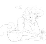  anthro apron clothed clothing cuddlesong equine female friendship_is_magic greyscale mammal monochrome my_little_pony open_mouth overweight pinkie_pie_(mlp) sleeping solo 