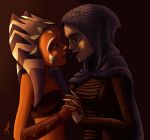  ahsoka_tano alien barriss_offee clothing duo eye_contact female female/female hand_holding hi_res humanoid markings mirialan not_furry raikoh-illust signature star_wars togruta 