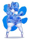  anthro blue&#039;s_clues blue_(blue&#039;s_clues) breasts butt canine captain_jerkpants clothing dog female footwear high_heels holding_object holding_phone legwear mammal nipples phone shoes slightly_chubby 