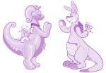  2017 3_toes animate_inanimate anthro backpack collar danqgoo digital_drawing_(artwork) digital_media_(artwork) dragon duo eyes_closed eyewear fan_character glasses goodra hornbuckle inflatable kangaroo lemonade_(character) living_inflatable living_plush magic male mammal marsupial nintendo nozzle nude plushie pok&eacute;mon pok&eacute;mon_(species) pool_toy rubber sewing_needle shiny simple_background smile standing toes video_games vinyl white_background zipper 