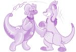  2017 3_toes animate_inanimate anthro backpack collar danqgoo digital_drawing_(artwork) digital_media_(artwork) dragon duo eyewear fan_character glasses goodra hornbuckle inflatable kangaroo lemonade_(character) living_inflatable living_plush magic male mammal marsupial nintendo nozzle nude plushie pok&eacute;mon pok&eacute;mon_(species) pool_toy rubber sewing_needle shiny simple_background smile standing toes transformation video_games vinyl white_background zipper 