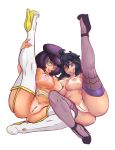 2girls @_@ anus breasts glasses green_eyes hex_maniac_(pokemon) high_heels jrwtih large_breasts multiple_girls npc_trainer one_leg_raised pokemon purple_eyes purple_hair pussy tan thigh_boots thighhighs tongue_out wicke_(pokemon) 