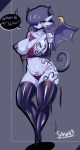  anthro big_breasts breasts clothed clothing demon dialogue english_text female gardevoir hair hair_over_eye humanoid looking_at_viewer nintendo nipple_bulge nipple_slip nipples not_furry pok&eacute;mon pok&eacute;mon_(species) sana!rpg signature smile solo speech_bubble text video_games 