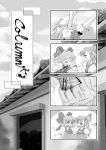  &gt;_&lt; cirno comic daiyousei english fairy_wings graphite_(medium) greyscale highres in_the_face monochrome multiple_girls newspaper side_ponytail touhou traditional_media wings yrjxp065 