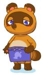  animal_crossing anthro apron balls barefoot blue_eyes blush clothed clothing fur half-closed_eyes looking_at_viewer male mammal nintendo pawpads paws procyonid raccoon round_ears sakusan_kc slightly_chubby solo standing tom_nook_(animal_crossing) video_games 