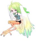  animal_humanoid avian avian_humanoid breasts clothed clothing female green_hair hair harpy humanoid looking_at_viewer monet one_piece pwnyta simple_background white_background wings 