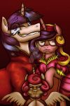  2016 angry clothed clothing equine family_photo feathered_wings feathers female feral flurry_heart_(mlp) friendship_is_magic glacierclear grin hair horn looking_at_viewer male mammal my_little_pony princess_cadance_(mlp) red_background shining_armor_(mlp) simple_background smile spread_wings unicorn watermark winged_unicorn wings young 