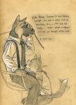  2017 adultery animal_genitalia animal_penis anthro blacksad canine canine_penis chair clothed clothed_sex clothing dialogue dingo dog duo english_text erection eyewear fellatio fur german_shepherd glasses knot male male/male mammal oral pants penetration penis phone pointy_ears saliva sex shirt sitting sketch smirnov story story_in_description suit text tush 
