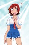  commentary_request cowboy_shot graphite_(medium) hino_akane_(smile_precure!) millipen_(medium) nanairogaoka_middle_school_uniform onnaski precure smile_precure! solo traditional_media wet 