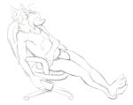  anthro barefoot beard canine chair clothed clothing dog eyewear facial_hair fundoshi glasses japanese_clothing male mammal mustache sketch sleeping solo thegreatmatsutzu topless underwear 