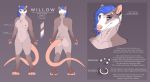  2017 anthro areola belly biped blue_eyes blue_hair breasts bust_portrait butt claws clitoris clitoris_piercing digital_media_(artwork) ear_piercing eyelashes facial_markings fangs female front_view fur furgonomics furry-specific_piercing genital_piercing grey_body grey_fur hair long_tail looking_at_viewer mammal markings marsupial medium_breasts model_sheet multicolored_body navel nipple_piercing nipples nude opossum piercing pink_body pink_nose portrait pussy pussy_piercing rear_view shaded slightly_chubby solo standing tongue tongue_out toxictoby white_body willow_(toxictoby) 