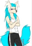  2018 5_fingers anthro black_nose blue_hair canine clothed clothing digital_media_(artwork) hair hauringu ijo_(hauringu) looking_at_viewer male mammal purple_eyes simple_background solo white_background 