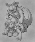  all_fours breasts butt butt_grab doggystyle female from_behind_position hand_on_butt haxorus horn hybrid male male/female nidoking nidoqueen nintendo nude pok&eacute;mon pok&eacute;mon_(species) rhydon sex tail_grab video_games yaroul 