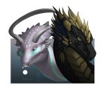  2018 blue_eyes digital_media_(artwork) dragon female horn male scales smile tan_eyes teisol white_scales 