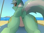  2017 absurd_res anus ass_up beach butt clothed clothed_feral clothing crashgall cutie_mark equine female feral friendship_is_magic fur gree_tail green_fur green_hair green_skin hair hi_res hooves horn inviting looking_at_viewer looking_back lyra_heartstrings_(mlp) magic mammal multicolored_hair multicolored_tail my_little_pony open_mouth presenting presenting_anus presenting_hindquarters pussy quadruped raised_tail seaside shadow solo two_tone_hair two_tone_tail unicorn white_clothing white_hair white_shirt white_tail yellow_eyes 