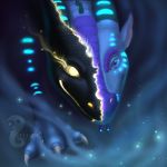  2017 ambiguous_gender black_scales blue_eyes digital_media_(artwork) dragon scales smile teisol 