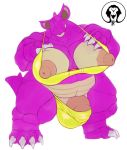  balls big_balls big_breasts big_claws big_penis bikini breasts claws clothing dickgirl huge_breasts intersex looking_at_viewer natural_armor nidoking nintendo penis pok&eacute;mon pok&eacute;mon_(species) reptile scalie swimsuit thick_penis thick_thighs video_games wardrobe_malfunction xatanlion 