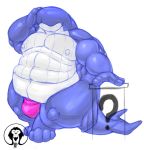  anthro big_muscles big_pecs bulge cetacean clothing eyes_closed fat_rolls male mammal marine muscular nintendo nipples obese overweight pecs pok&eacute;mon pok&eacute;mon_(species) smile solo speedo swimsuit thick_thighs video_games wailord xatanlion 