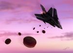 ace_combat_zero afterburner aircraft airplane chinese_commentary cloud cloudy_sky commentary_request english_commentary galm_team highres military military_vehicle mixed-language_commentary no_humans outdoors purple_sky shadow signature sky surstromming thompson tornado_(airplane) 