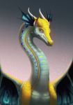  2017 digital_media_(artwork) dragon eyelashes female horn membranous_wings pink_eyes simple_background smile teisol wings 