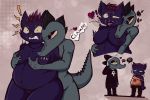  &lt;3 ahegao ankh bea_(nitw) belly big_breasts bite biting_shoulder blue_fur boots breast_bite breast_fondling breasts cat clothing crocodile crocodilian dress exclamation feline female female/female fondling footwear fur grope hair hand_on_breast hand_on_stomach looking_pleasured mae_(nitw) mammal night_in_the_woods overweight passionate pointing red_eyes red_hair reptile salamikii scalie shirt simple_background slightly_chubby tank_top teeth tongue tongue_out 
