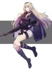  an-94_(girls_frontline) assault_rifle bangs black_gloves blonde_hair blue_eyes boots breasts full_body girls_frontline gloves gun hairband holding holding_weapon jacket jacket_on_shoulders long_hair medium_breasts rifle short_shorts shorts solo weapon zwc1271750321 
