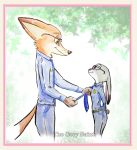  2018 anthro canine clothed clothing comic disney female fox fur judy_hopps lagomorph male mammal nick_wilde police_uniform rabbit simple_background text the_gory_saint uniform zootopia 